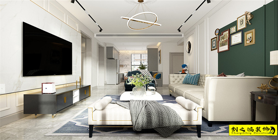 南開(kāi)府119㎡美式復(fù)古輕奢風(fēng)格裝修案例