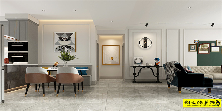 南開(kāi)府119㎡美式復(fù)古輕奢風(fēng)格裝修案例