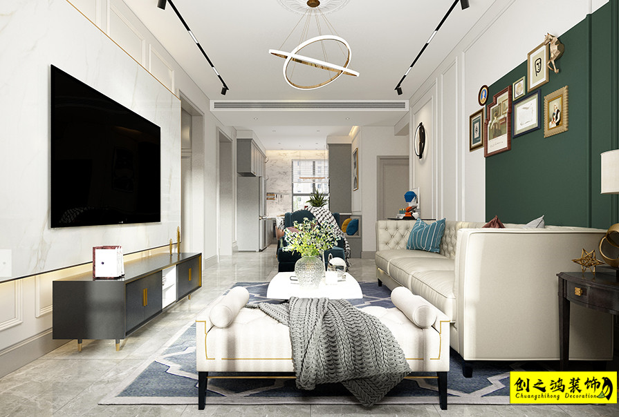 創(chuàng)之鴻美式復(fù)古輕奢風(fēng)格客廳 (1)