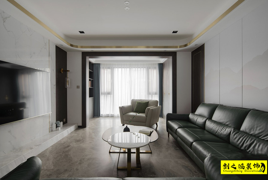 天津裝修公司大包裝修新房裝修創(chuàng)之鴻客廳 (2)