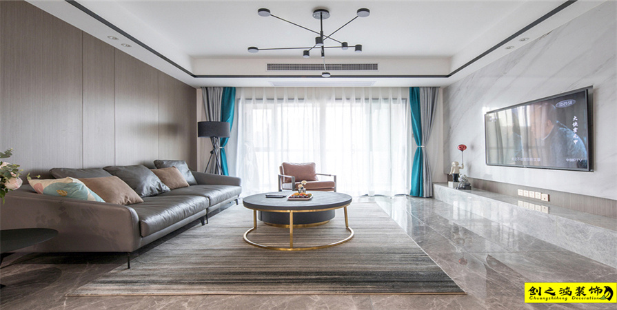 保利玫瑰灣123㎡現代簡約風格裝修案例