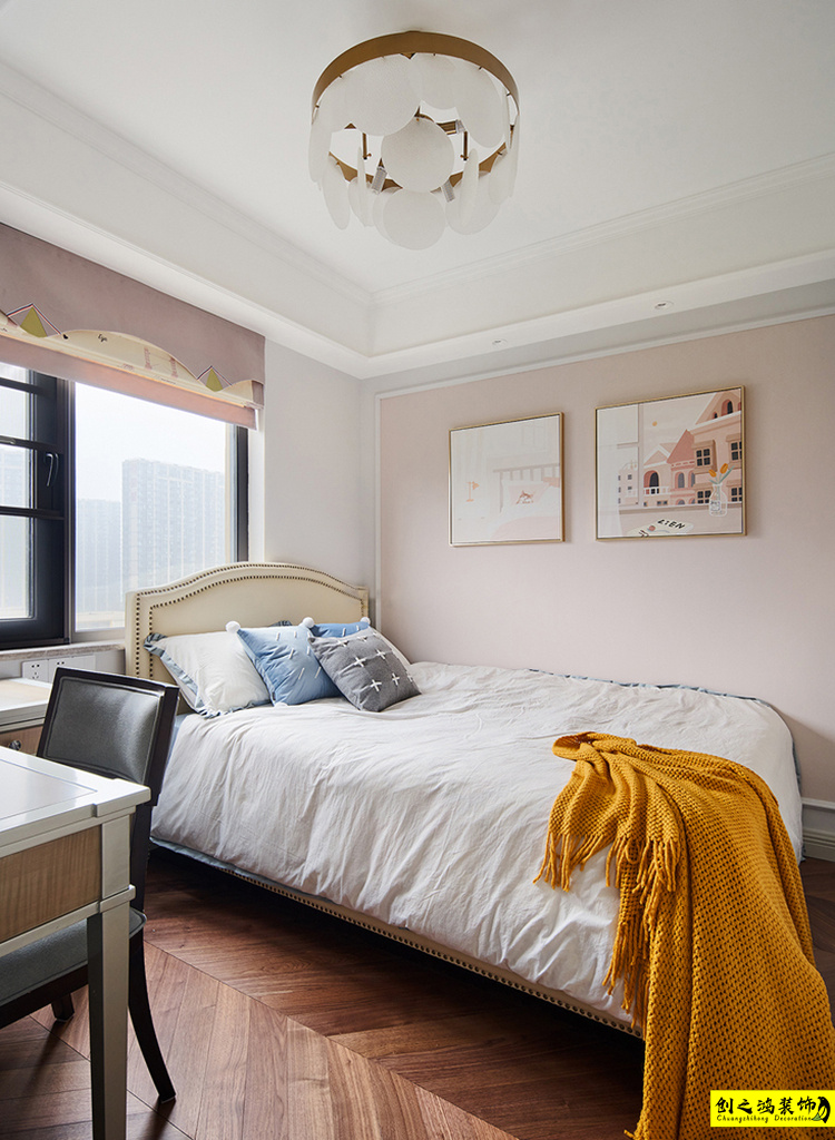 二手房裝修半包裝修天津裝修公司創(chuàng)之鴻裝飾臥室 (3)