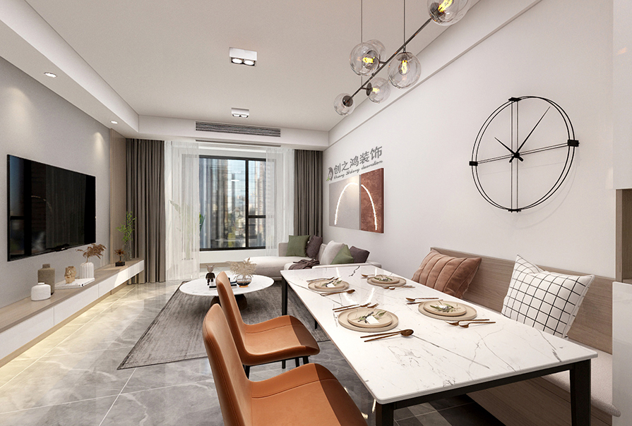 河西區(qū)御江臺(tái)99㎡<font color='red'>北歐風(fēng)</font>格裝修效果圖