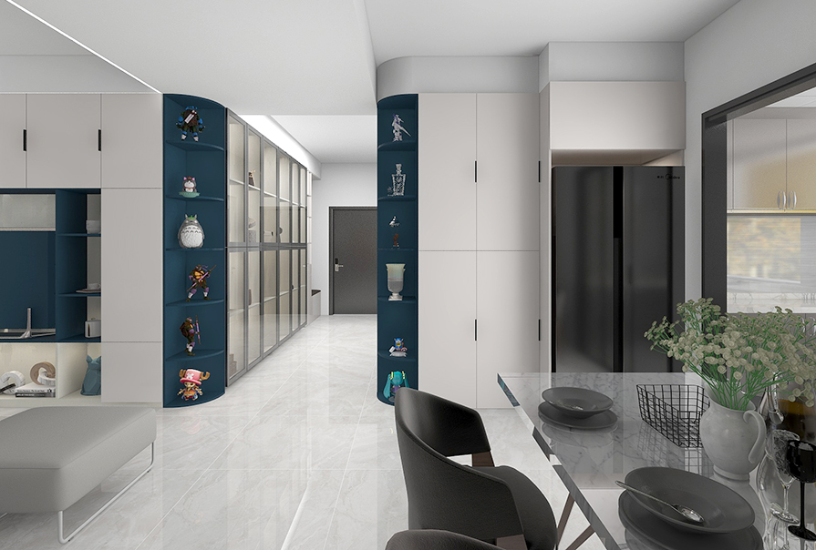 玄關別再就擺個鞋架，學習他家入戶客廳這個L型大轉角柜子實用！