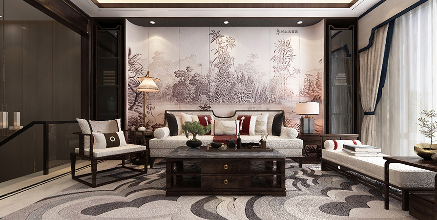 全運(yùn)村380㎡三層新中式風(fēng)格裝修案例！