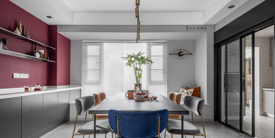 九和府115㎡美式復(fù)古風格裝修效果圖