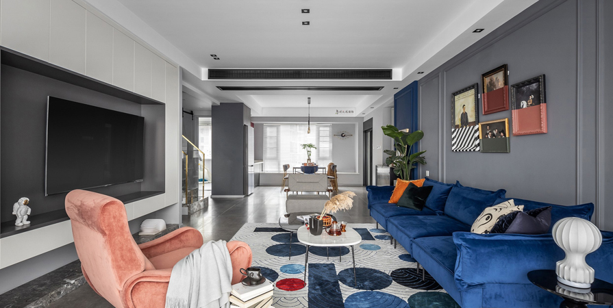 九和府115㎡美式復(fù)古風格裝修效果圖