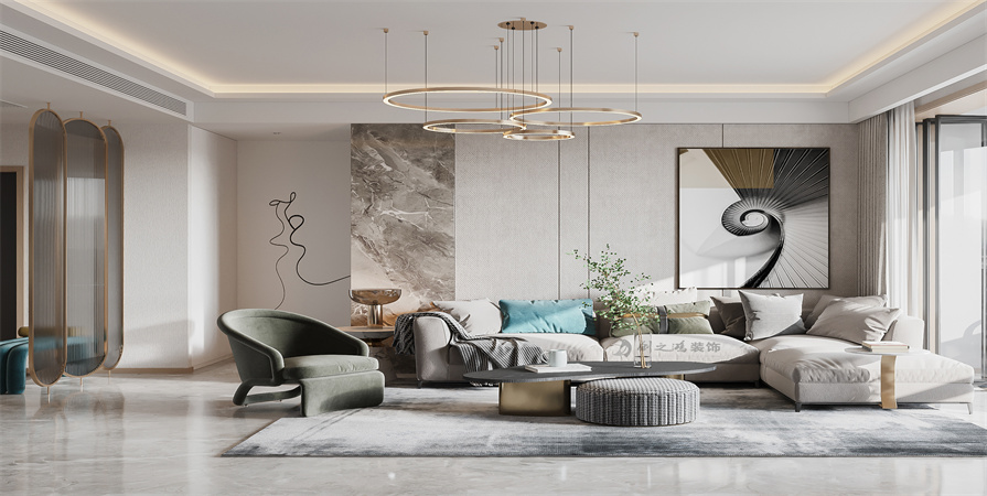 煥景園123㎡兩居室現(xiàn)代輕奢風格裝修案例