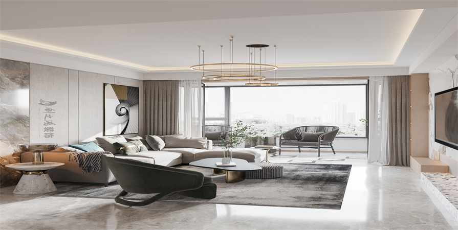 煥景園123㎡兩居室現(xiàn)代輕奢風格裝修案例