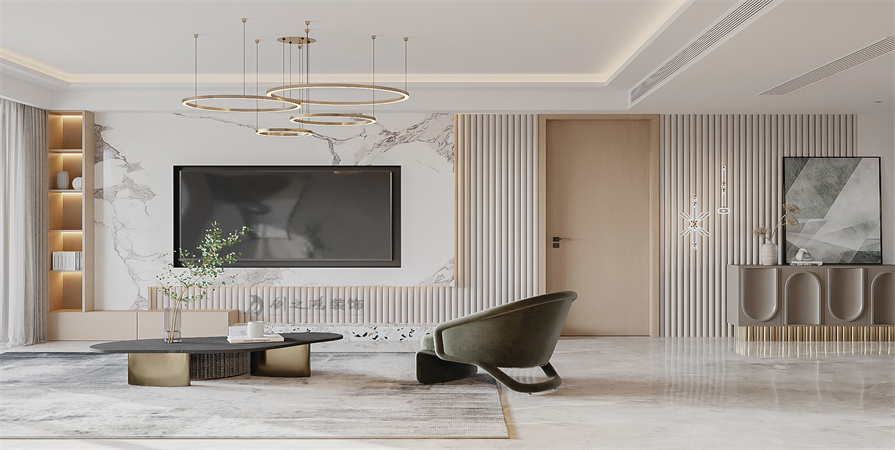 煥景園123㎡兩居室現(xiàn)代輕奢風格裝修案例