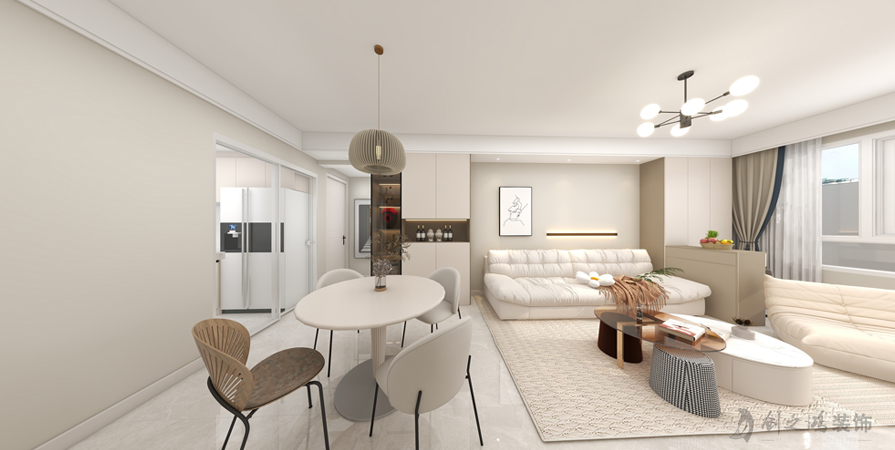 大華國展96㎡三居室現(xiàn)代簡約風格裝修案例