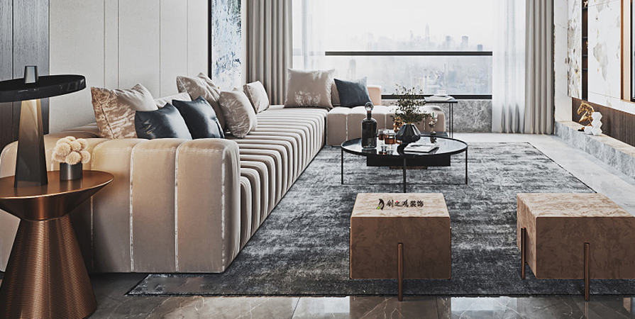 財(cái)信河西府120㎡ 混搭風(fēng)格三居室裝修案例