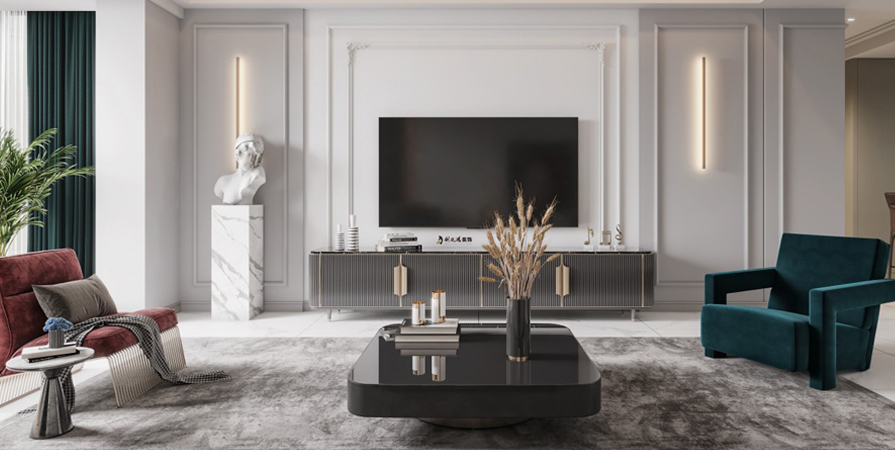 聽湖小鎮(zhèn)136㎡法式風格三居室裝修案例