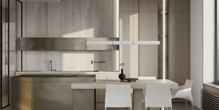 海河陸號院116㎡極簡風(fēng)格三居室裝修案例