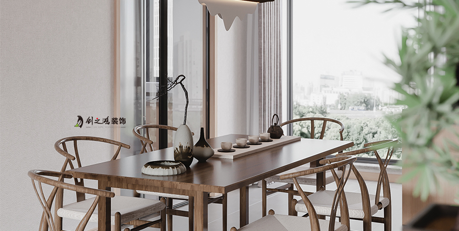 中海·左岸源境125㎡新中式風(fēng)格三居室裝修案例