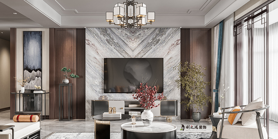 上東金茂悅83㎡新中式風格兩居室裝修案例