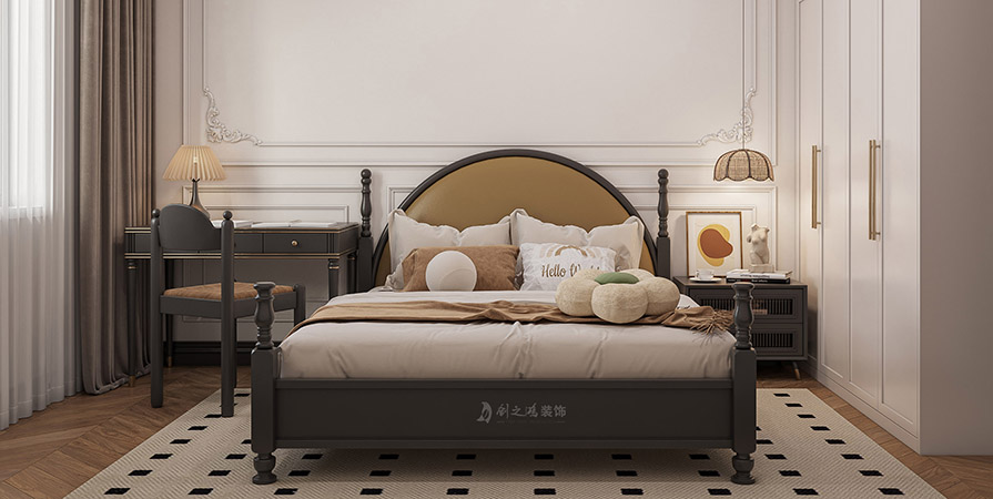 鑫昱花園99㎡現(xiàn)代美式風格兩居室裝修案例