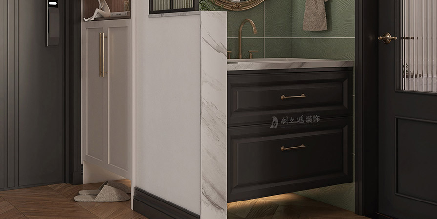 鑫昱花園99㎡現(xiàn)代美式風格兩居室裝修案例