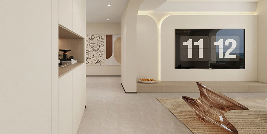 建津里134㎡極簡(jiǎn)奶油風(fēng)格三居室裝修案例