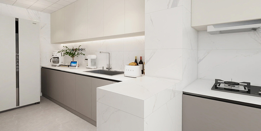 建津里134㎡極簡(jiǎn)奶油風(fēng)格三居室裝修案例