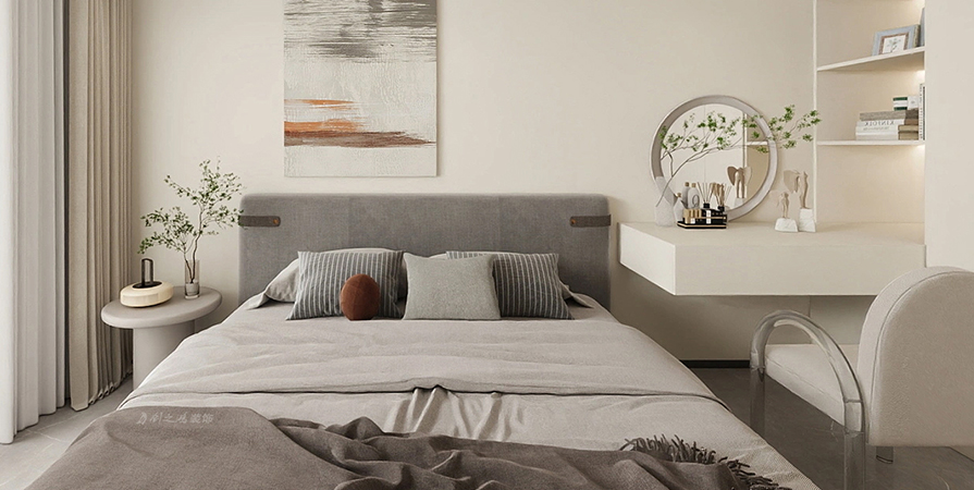 建津里134㎡極簡(jiǎn)奶油風(fēng)格三居室裝修案例