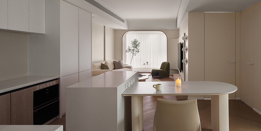 花語津郡96㎡奶油風格三居室裝修案例