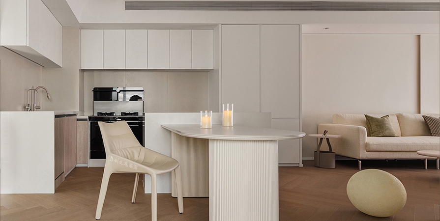 花語津郡96㎡奶油風格三居室裝修案例