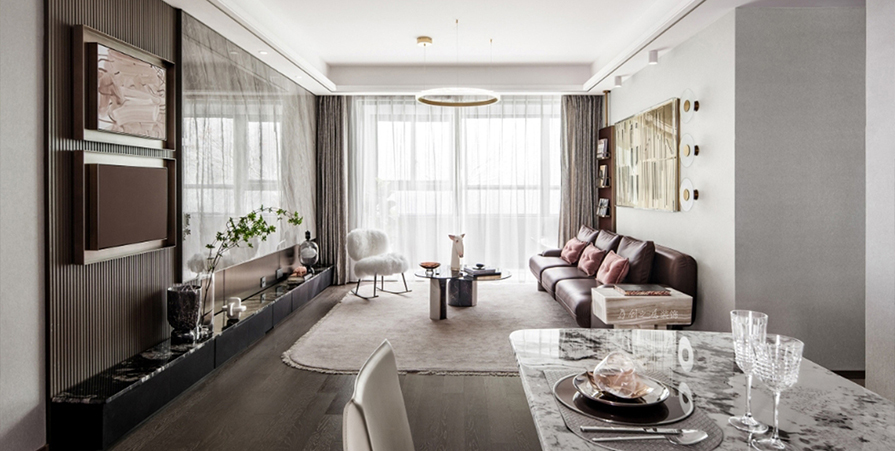 宸悅府102㎡輕奢風格三居室裝修案例