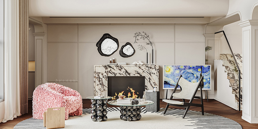 靜海秋實園300㎡法式風格別墅裝修案例