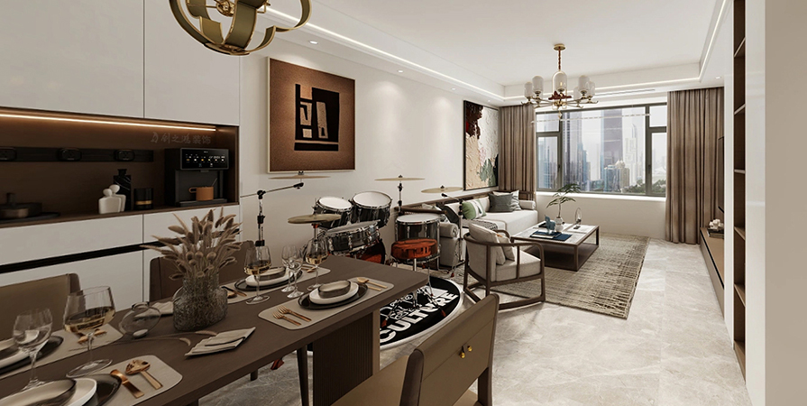 西派國印118㎡新中式風格三居室裝修案例