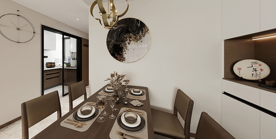 西派國印118㎡新中式風格三居室裝修案例