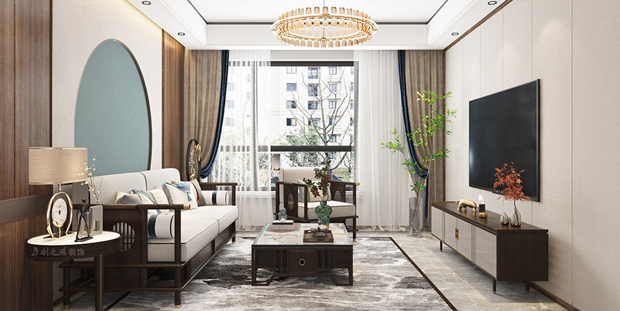 鯤棲府125㎡新中式風(fēng)格三居室裝修案例