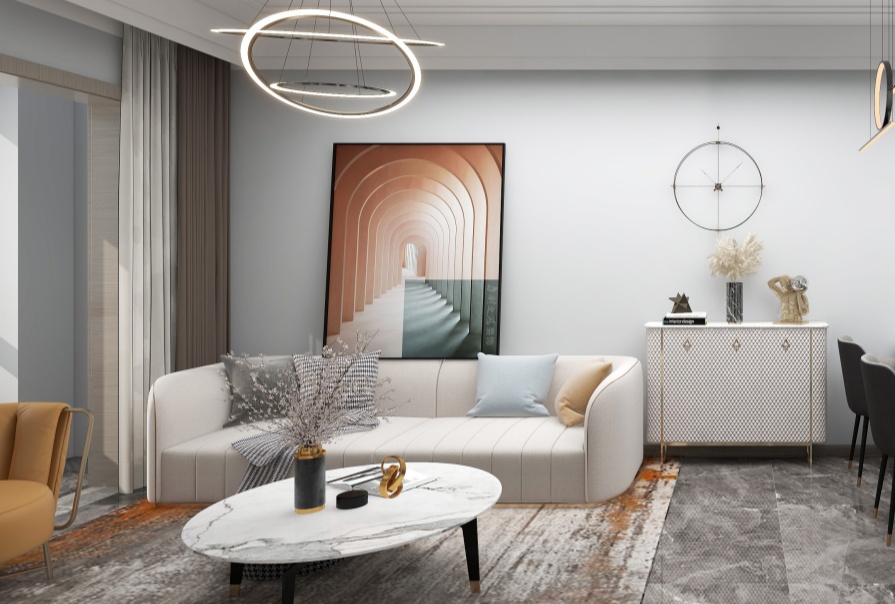 南開宸院104㎡輕奢風(fēng)格三居室裝修案例