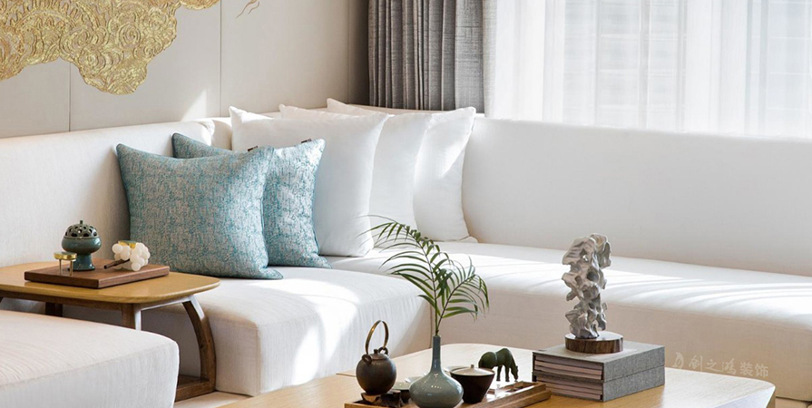 鵬飛南開(kāi)學(xué)苑127㎡新中式風(fēng)格三居室裝修案例