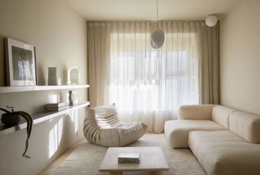 金地萬悅城77㎡奶油風(fēng)格兩居室裝修案例