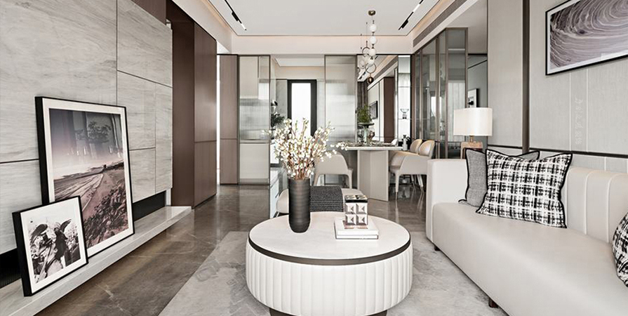 鵬飛南開學(xué)苑111㎡輕奢風(fēng)格三居室裝修案例