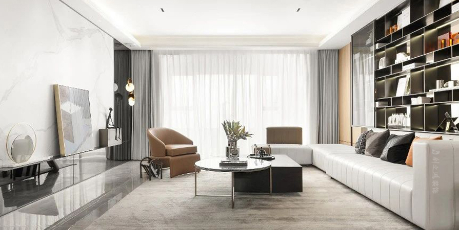 金地水西印143㎡輕奢風(fēng)格三居室裝修案例