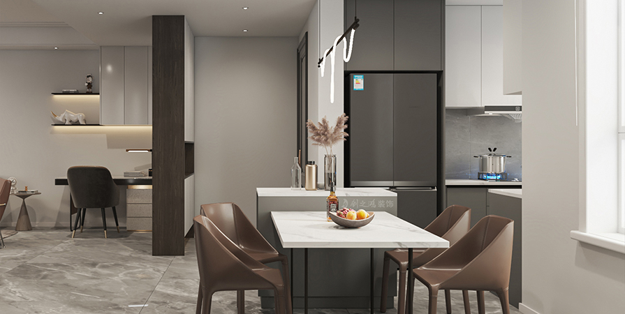 復(fù)地湖濱廣場145㎡現(xiàn)代風(fēng)格三居室裝修案例