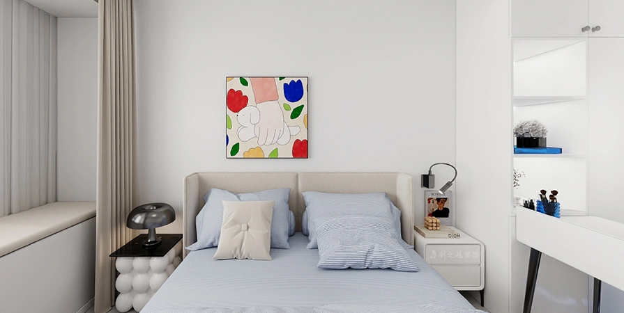 保利和光塵樾89㎡奶油風(fēng)格三居室原創(chuàng)案例