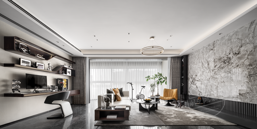 綠城·水西雲(yún)廬103㎡輕奢風格三居室裝修案例