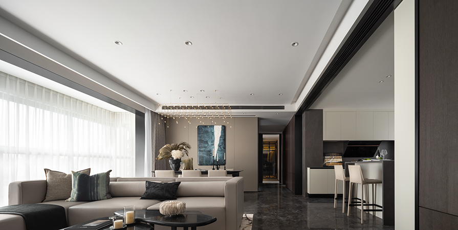 中交海河璽129㎡輕奢風格三居室裝修案例