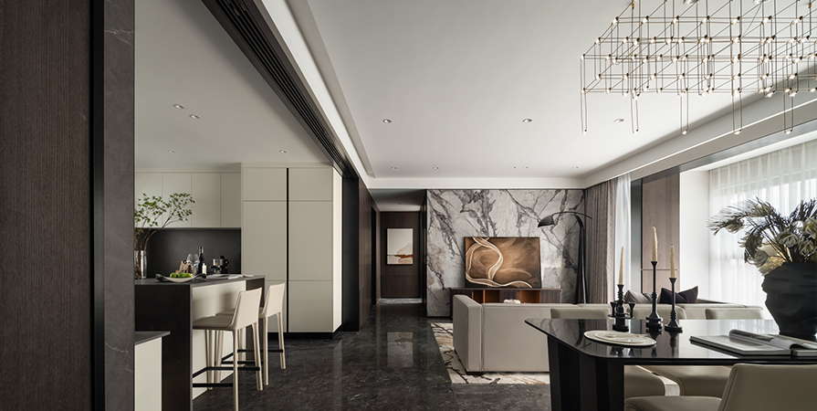 中交海河璽129㎡輕奢風格三居室裝修案例