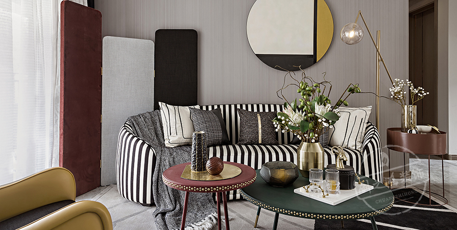 金地·青云玖璋128㎡混搭風(fēng)格三居室裝修案例