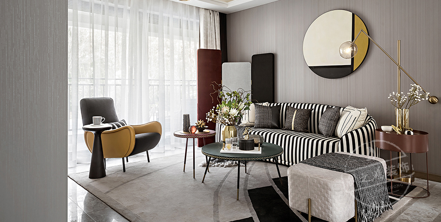 金地·青云玖璋128㎡混搭風(fēng)格三居室裝修案例