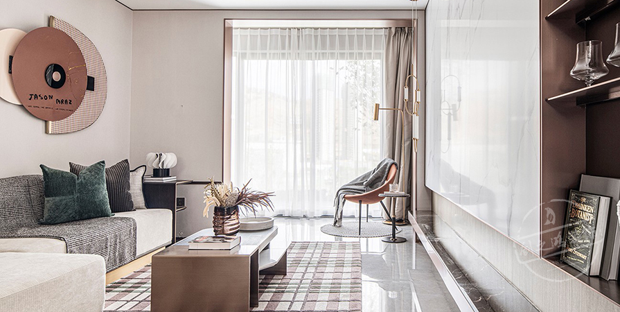 花語尚東105㎡輕奢風(fēng)格三居室裝修案例