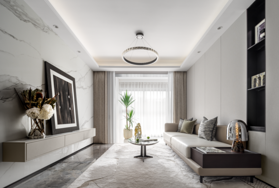 金地萬悅城95㎡輕奢風(fēng)格三居室裝修案例