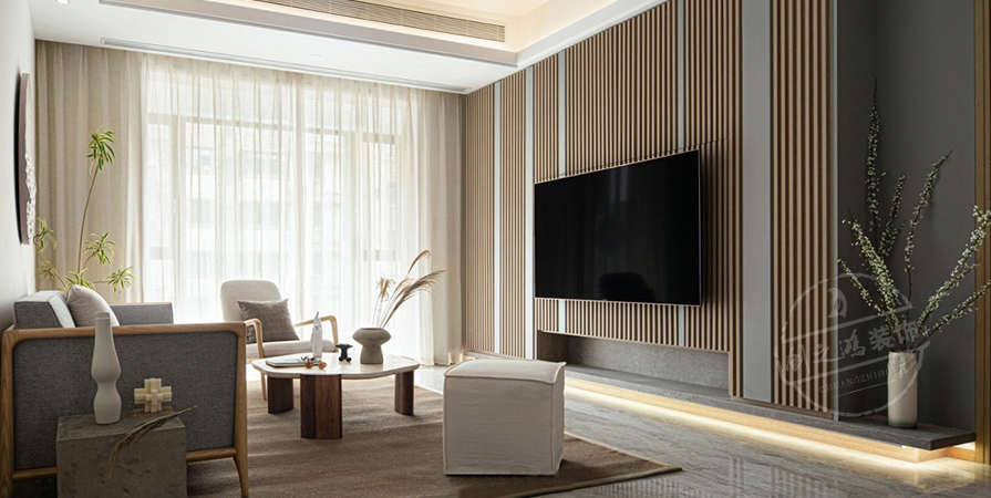 中國鐵建·花語尚東93㎡原木風格三居室裝修案例