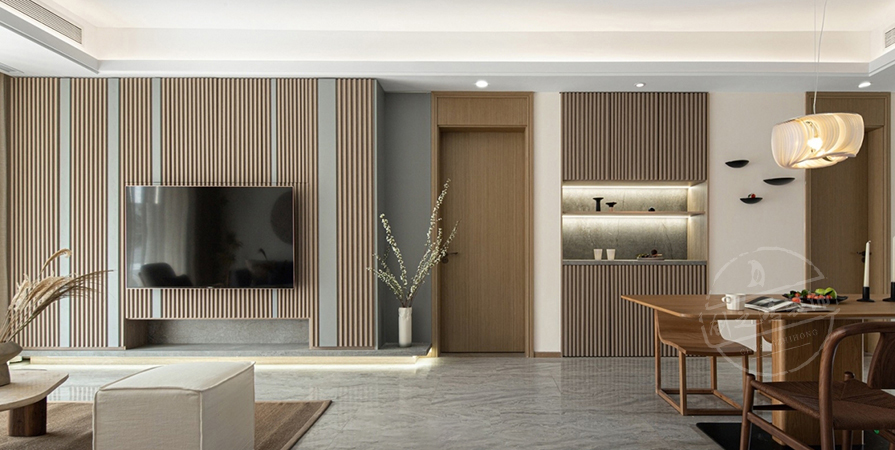 中國鐵建·花語尚東93㎡原木風格三居室裝修案例