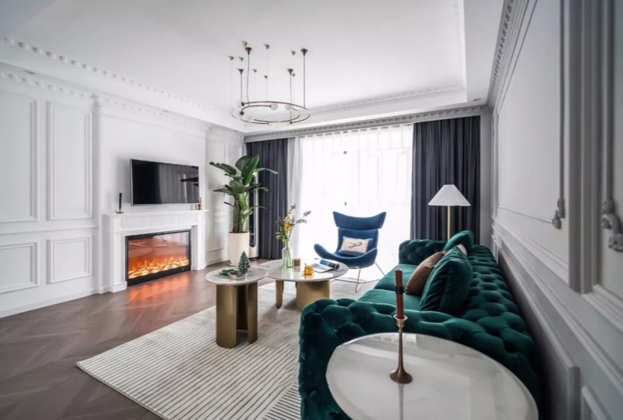 金地萬悅城127㎡現(xiàn)代法式風格三居室裝修案例