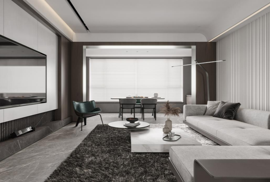 綠城·曉月晴川132㎡現(xiàn)代風格三居室裝修案例